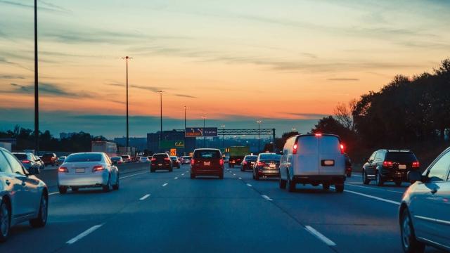 traffic at sunset