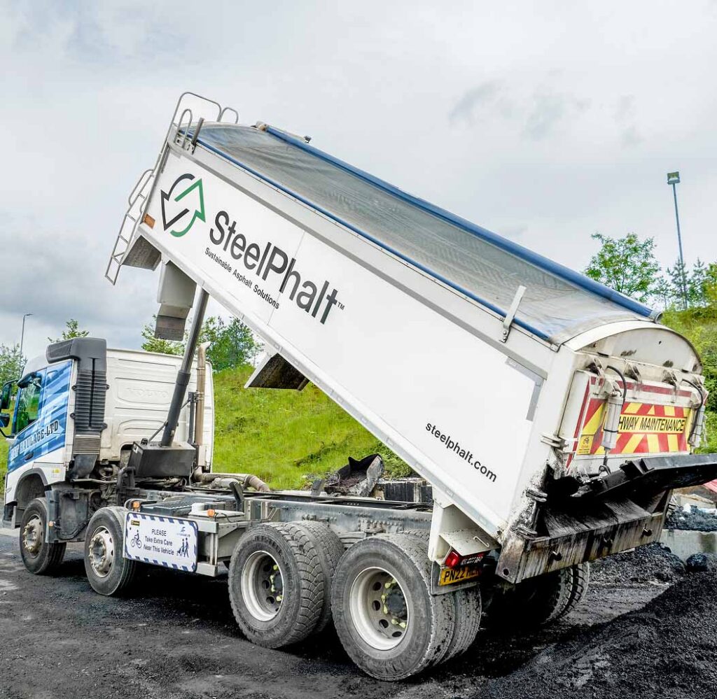 Dump truck in operation