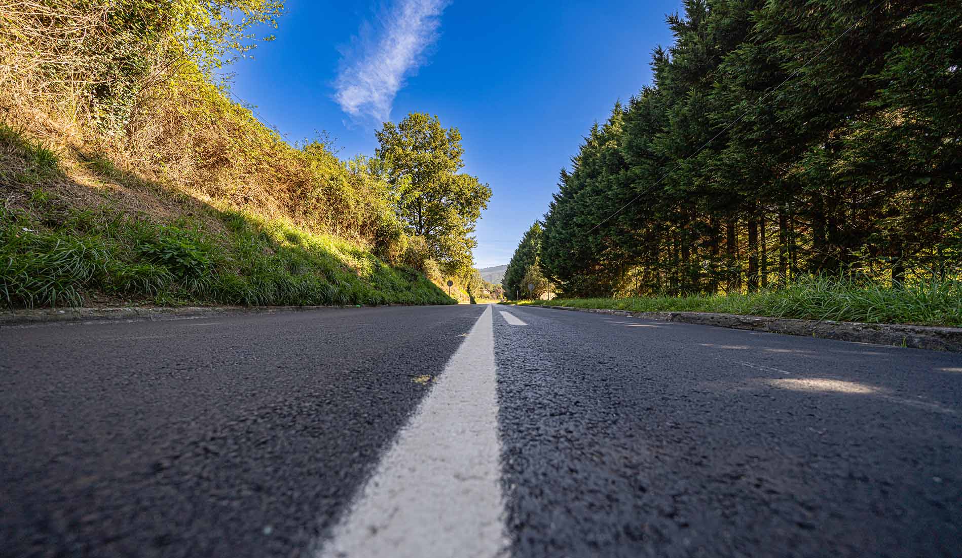 closeup of road from the centerline